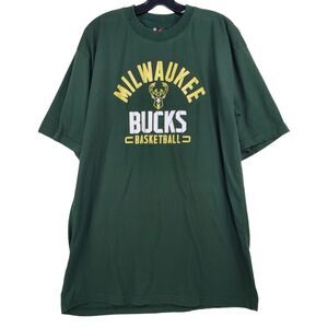 MILWAUKEE BUCKS Shirt Adult LT Green BIG LOGO Spell Out MAJESTIC NBA Basketball